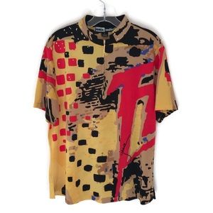 jamie sadock Yellow Red Black Abstract Graphic Golf Jersey